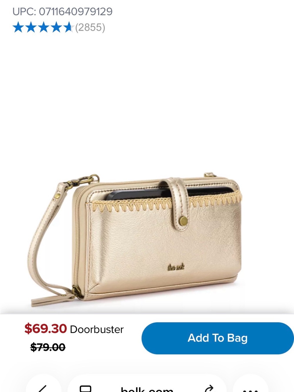 The Sak Metallic Gold Wristlet Wallet with Wrist Strap